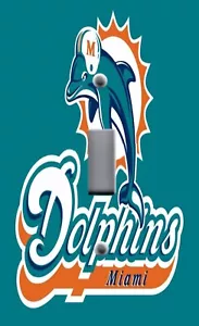 MIAMI DOLPHINS FOOTBALL TEAM LOGO Light Switch Plate Switchplate & Outlet Covers - Picture 1 of 27