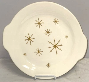 Royal China STAR GLOW GOLD 10 1/2" CAKE SERVING PLATE w/ HANDLES - Picture 1 of 2