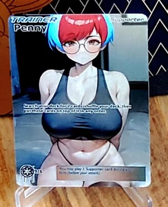 Pokemon Penny Anima Waifu Sexy Doujin ACG DIY Trainer Full Art Card Holo - Picture 1 of 2