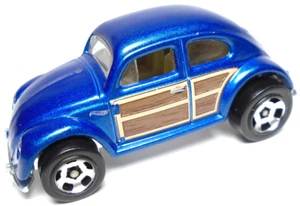 1988 HOT WHEELS VOLKSWAGEN BEETLE BUG BLUE & WOOD TONE 1:64 DIECAST 2 3/8" CAR - Picture 1 of 6