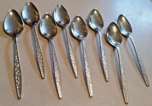 1847 Rogers Bros CARINO 8 TEASPOONS Stainless International Textured - Picture 1 of 4