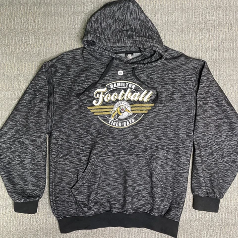 Hamilton Tiger Cats CFL Football Cotton Hoodie Sweater Pouncing Logo Mens Large Cover