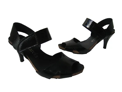 PEDRO GARCIA SPAIN BLACK PATENT LEATHER SANDAL 3" HEELS US 6.5  ITA 36.5 HOT - Image 1 of 4