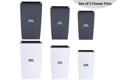 Planter Pots Tall Modern Decor Indoor Outdoor Garden 2 Colours 3 Sizes Set of 2 - Image 1 of 4