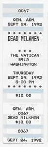 Dead Milkmen 1992 Unused Concert Ticket for The Vatican in Houston - Picture 1 of 1