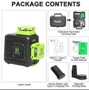 Huepar Cross Line Level Laser B02CG Use Li-ion Battery Self Leveling 2x360 Line - Picture 1 of 6