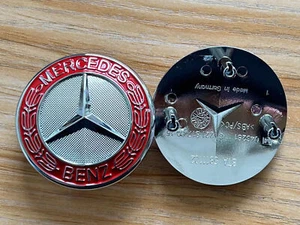 Chrome RED MERCEDES W211 W221 FRONT GRILLE BADGE EMBLEM GENUINE E320 E350 S550 - Picture 1 of 7