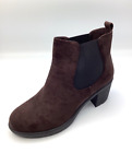 Womens Ladies Coffee Faux Suede Mid Heel Winter Shoes Ankle Boots Size UK 7 New