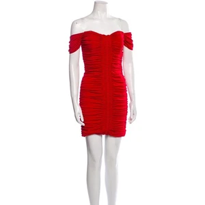 Nicole Miller Ruched Off-the-Shoulder Red Bodycon Mini Dress NWT - Picture 1 of 15
