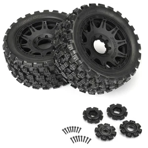 Pro-Line 1/6 Badlands MX57 F/R Tires MTD on Raid 8x48 24mm Hex Wheels BK (2) - Picture 1 of 4