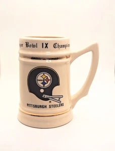 Steeler Super Bowl IX Champions Ceramic Beer Mug with Season Record on Back 1974 - Picture 1 of 7