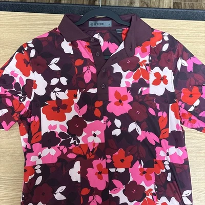 G/Fore G4 гольф рубашка поло рукав логотип цветочный принт средний Рекомендуемая розничная цена производителя $120 - Изображение 1 из 3