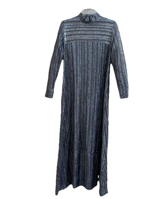 Vestido Vintage Años 70 Metálico Plateado Brillante Era Disco Talla M Etiquetado "Loll Ease" Foto 1 de 4