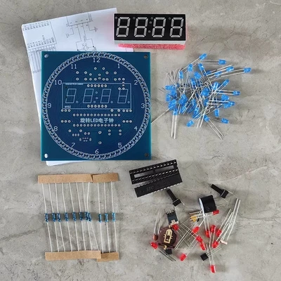 Rotating LED DIY Electronic Clock Kit DS1302 Digital Clock Light Controlled Temp - Image 1 of 4