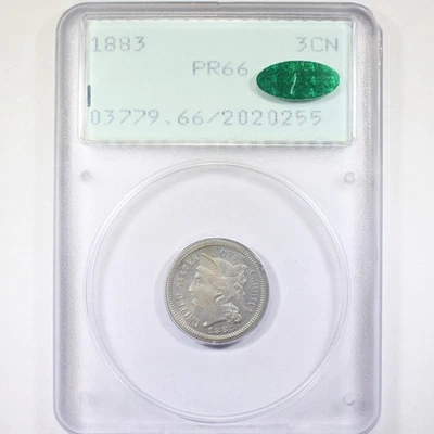 1883 3CN Rattler PCGS/CAC PR66 - Three Cent Nickel - Image 1 of 4