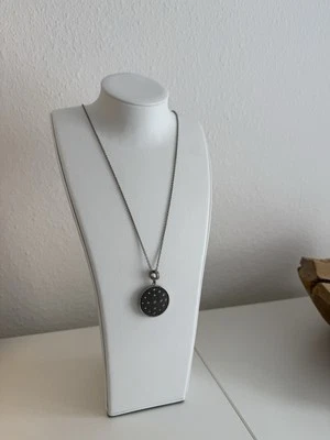 Kette mit Leonardo Anhänger - 90 cm - Anhänger geschwärzt mit Steinchen - Bild 1 von 3