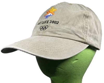 VTG Salt Lake City 2002 Winter Olympics Hat Cap Beige Adjustable OSFM Classic - Image 1 of 4