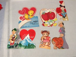 Vintage San Valentín Niños Escuela Aula Intercambio Troquelado 6 Ct. #200 - Imagen 1 de 4