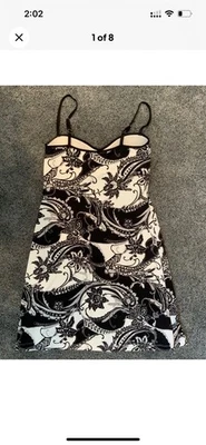 NWT Ladies sz Medium Tommy Bahama black white Paisley swimsuit cover up dress - Image 1 of 4