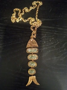 Collar Jade Genuino "LA PIEDRA DE LA BUENA FORTUNA" Acabado Dorado Cadena Larga 24" - Imagen 1 de 2