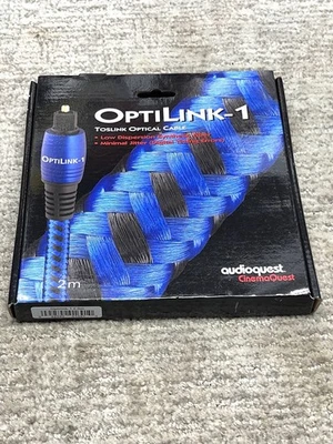 NOS AudioQuest 2 Meter OptiLink-1 Blue Toslink Optical Audio Blue CinemaQuest - Image 1 of 4