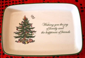 7 X 5 SPODE CHRISTMAS SENTIMENT RECTANGULAR TRAY "WISHING YOU THE JOY OF , ETC. - Picture 1 of 3