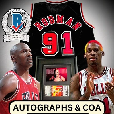 Camiseta firmada por Michael Jordan autografiada por Dennis Rodman BECKETT CERTIFICADO DE AUTENTICIDAD Bulls  Foto 1 de 4
