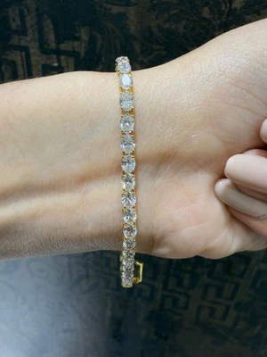 6.50ct D/VVS Oval Lab Grown Diamond Tennis Bracelet, Yellow Gold - Image 1 of 4