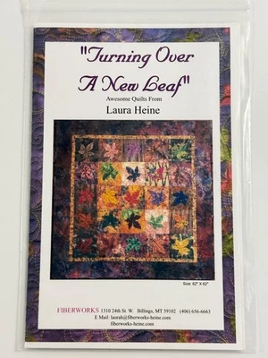 Turning Over a New Leaf Quilt Pattern 62x62 Laura Heine Fiberworks - Image 1 of 3