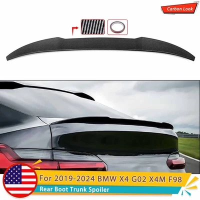 For BMW X4 X4M G02 F98 2019-2022 Carbon Look Rear Boot Trunk Spoiler Wing Lip - Image 1 of 4