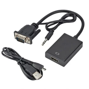 Cavo Adattatore Convertitore da VGA a HDMI Femmina + Cavo Audio e USB da 3,5mm per PC HDTV - Foto 1 di 5