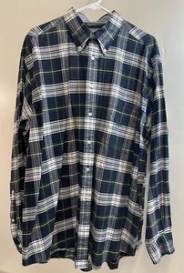 Nautica Mens Plaid Long Sleeve Button Down Shirt Size XL Oxford Cloth Blue Green - Picture 1 of 9