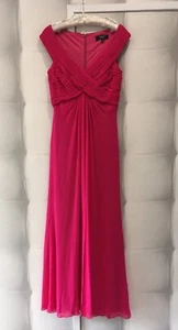 Tadashi Shoji Collection Pink Plissé Off Shoulder Silk Maxi Dress 12 40 (US 8) - Bild 1 von 5