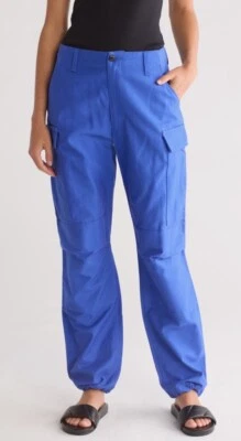 $450 rag & bone Size 4 Sands Cargo Pant Bright Blue Cotton Twill Jogger Pants - Image 1 of 4