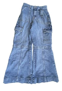 Y2K Social Tourist Wide Leg Flair Carpenter Jeans 7R W28 Women'S Boho gypsy - Picture 1 of 12