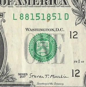 Trinary 1s 5s 8s Fancy Serial Number One Dollar Bill L88151851D - Bild 1 von 11