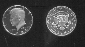 1980-S CLAD PROOF Kennedy Half Dollar GEM BU (D328) - Picture 1 of 3