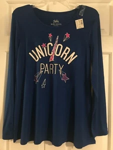 Neu mit Etikett Mädchen Justice blaues Langarmshirt - EINHORN PARTY - Bild 1 von 6