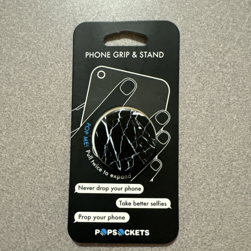 Genuino - Empuñadura y soporte para teléfono PopSocket para teléfonos y tabletas - Mármol negro - Nuevo Foto 1 de 4