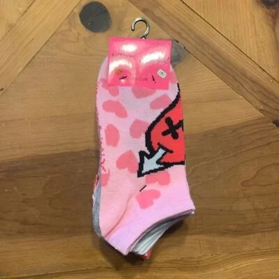 Calcetines tobilleros Betsey Johnson corte bajo corazones besos rayas Foto 1 de 4