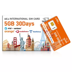 5G 4G LTE International Data SIM Card 5GB 30Days Support 49 Countries & Regions - Picture 1 of 6