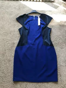 LIPSY NEW TAGGED UK 18 EU 46 LADIES BLUE SATIN TRIM DRESS - Picture 1 of 7