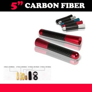 JDM Style Red 5" in 76mm Carbon Fiber Screw Type Short Antenna Vehicle Car - Picture 1 of 3