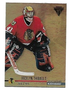 2002 Pacific Titanium Premier Jocelyn Thibault #/94 Blackhawks - Picture 1 of 2