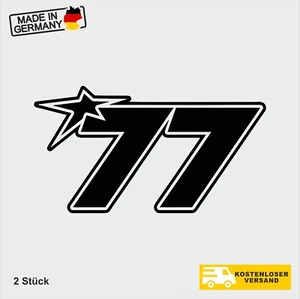 2x Startnummer 77 Aufkleber Rennnummer Sticker Skin Decal Auto Bike Decal Vinyl - Bild 1 von 2