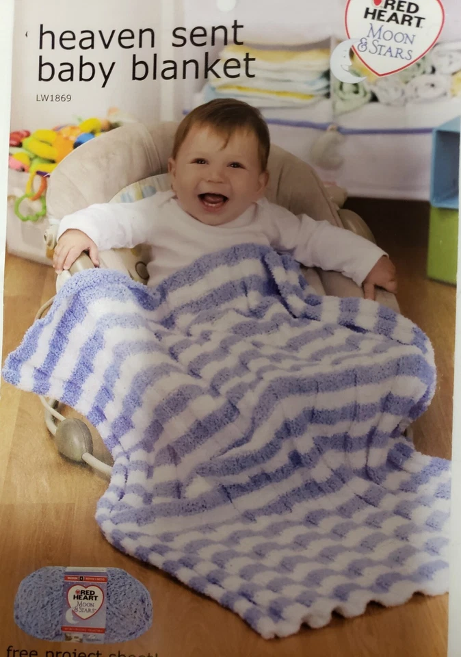 Red Heart Heaven Sent Baby Blanket Pattern KNITTING  - Image 1 of 1