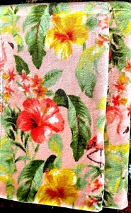 TOMMY BAHAMA 3 Pc Hand Towel HIBISCUS GROVE Flamingo Tropical Coral Cotton - Picture 1 of 6