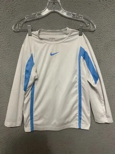 Nike Boys Shirt Size Small 8 White Long Sleeve Kids Stretch Polyester - Picture 1 of 5