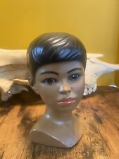 Vintage Marwal Young Woman Of Color Chalkware Bust Head Short Hair Mcm Tiki