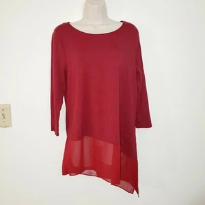 Vince Camuto Damenbluse Medium asymmetrischer Saum Burgunderrot - Bild 1 von 6